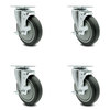 Service Caster 5 Inch Thermoplastic Rubber Wheel Swivel Top Plate Caster Set with Brake SCC SCC-20S514-TPRB-TLB-TP2-4